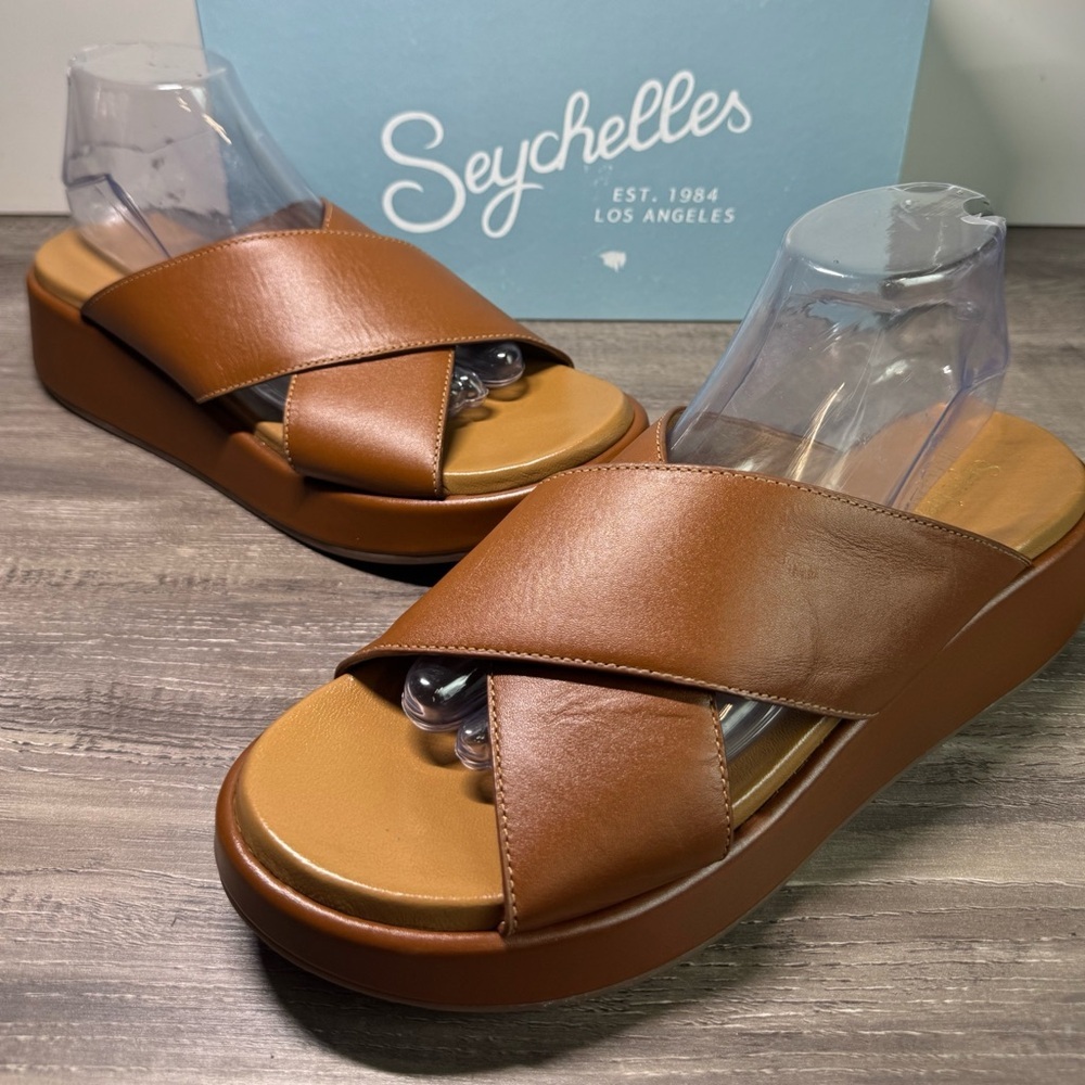 NWOT Seychelles Key Largo Wedge Slide Leather Sandals 10 $129 - Picture 5 of 14